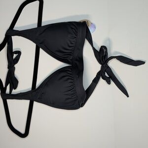 NWT prAna Lahari Halter Top Women's Sz Medium Bikini Swimsuit Top Coal Gray NEW